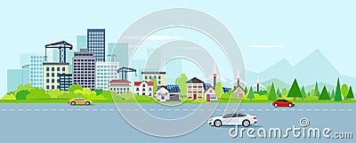 Vector of urban landscape with modern cityscape and suburbs Stock Photo