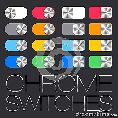 Vector User Interface Set including chrome switches Vector Illustration