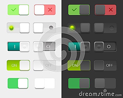 Vector User Interface Set including different switches Vector Illustration