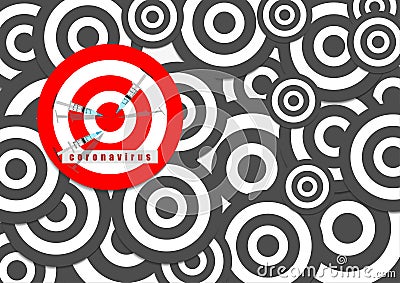 Vector : Vaccine syringe and archery target with virus background Vector Illustration