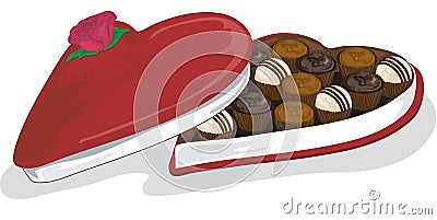 Vector Valentine and assorted chocolates Vector Illustration