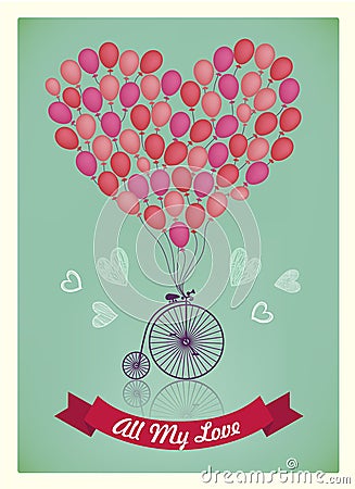 Vector Valentine, Birthday, Love romantic card. Vector Illustration