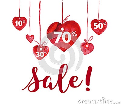 Vector Valentine day hand drawn artistic sale design element isolated on white background. Vector Illustration