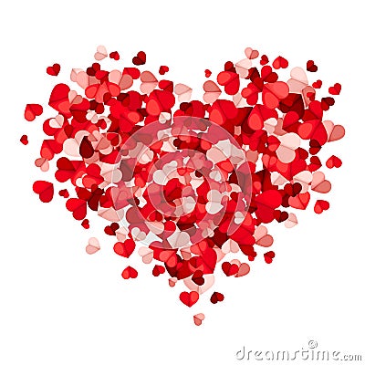 Valentine`s day heart made of hearts. Vector illustration. Vector Illustration