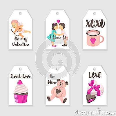 Vector Valentine`s Day tags templates. Vector Illustration