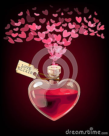 Vector Valentines Day card with love elixir Vector Illustration