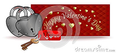 Vector Valentines Day card with a pair of locks Vector Illustration