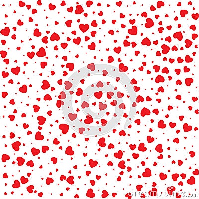 Vector Valentines day card seamless pattern red small hearts background. Vector Illustration