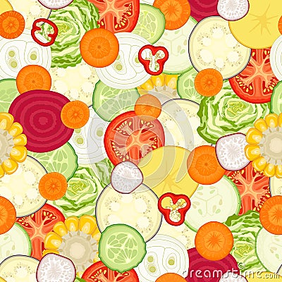 Vector vegetable seamless pattern. Vector Illustration