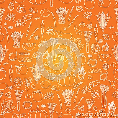 Vector vegetables pattern. Vegetables seamless background. Stock Photo