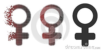 Broken Pixel Halftone Venus Symbol Icon Vector Illustration