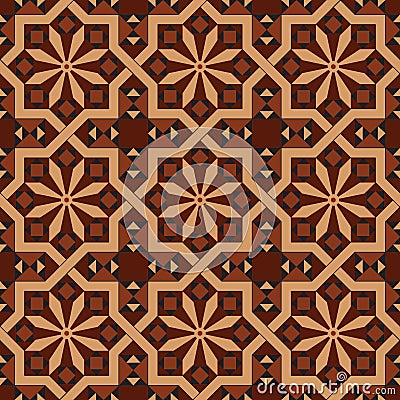 Vector version of seamless vintage editable tile pattern with geometrical and floral motifs Stock Photo