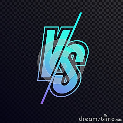 Vector versus sign modern neon gradient style cyan blue color Vector Illustration