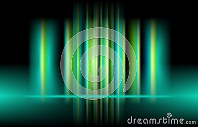 Vector vertical aurora green color light. Abstract background Vector Illustration