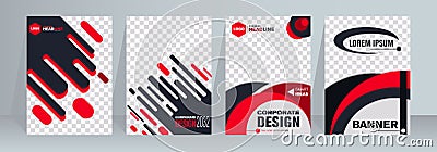 Vector vertical banner. Banner design in three different color. Abstract geometric background. Vector Illustration