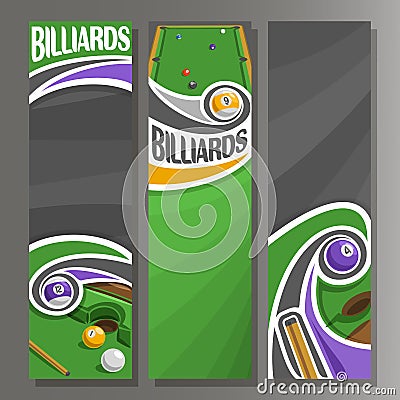 Vector Vertical Banners for Billiards Vector Illustration