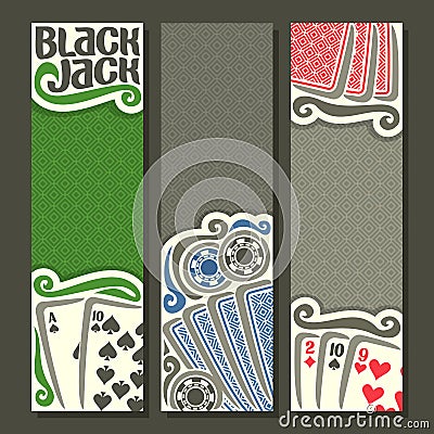 Vector vertical banners Black Jack for text Vector Illustration
