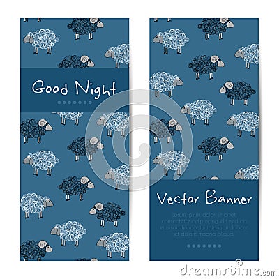 Vector vertical banners with cute sheep Vector Illustration