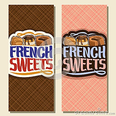 Vector vertical banners for French Sweets Vector Illustration