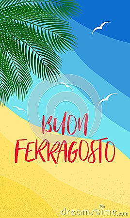 Vector vertical poster concept Buon Ferragosto italian august holiday Vector Illustration