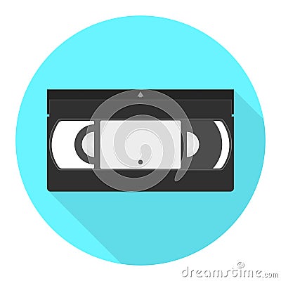 Vector VHS cassette icon. Videotape flat icon. Vector Illustration