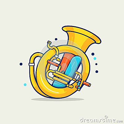 Vector of a vibrant and colorful illustration of a trumpet with a unique design Vector Illustration