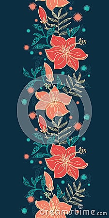 Vector vibrant tropical hibiscus flowers vertical Vector Illustration
