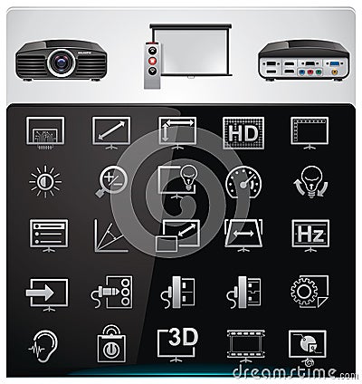 Vector video projector features and specifications Vector Illustration