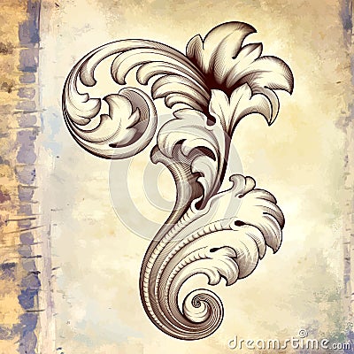 Vector vintage baroque floral scroll pattern Vector Illustration