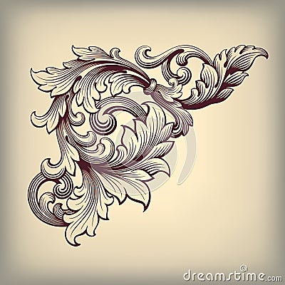 Vector vintage Baroque frame corner ornate Vector Illustration