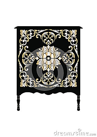 Vector Vintage Baroque furniture Dressing Table Vector Illustration