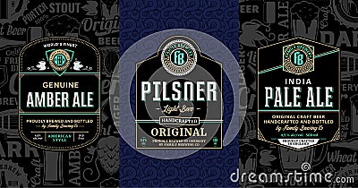 Vector vintage beer labels Vector Illustration