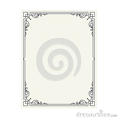 Vector vintage border frame engraving with retro ornament pattern in antique rococo style decorative design Vector Illustration