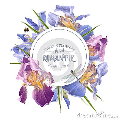 Iris round banner Vector Illustration