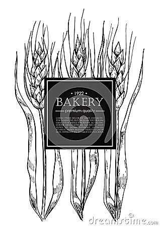 Vector vintage bread and bakery illustration. Hand drawn banner. Vector Illustration