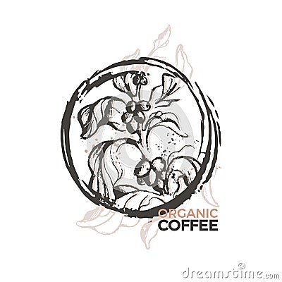 Vector vintage coffee symbol. Nature sketch Vector Illustration