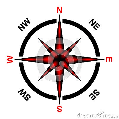 Vector Vintage compass rose silhouette Vector Illustration