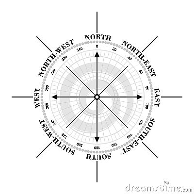 Vector Vintage compass WIND rose silhouette Vector Illustration