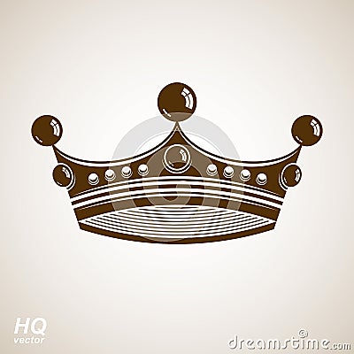 Vector vintage crown, luxury ornate coronet illustration. Vector Illustration