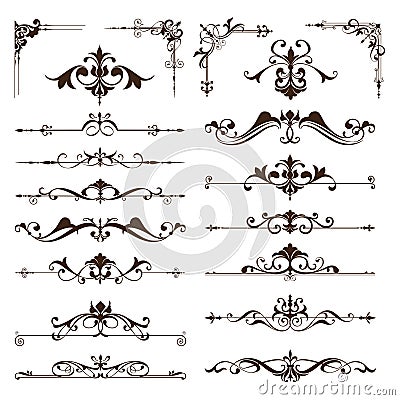 Vector vintage design elements set of ornaments Vector Illustration