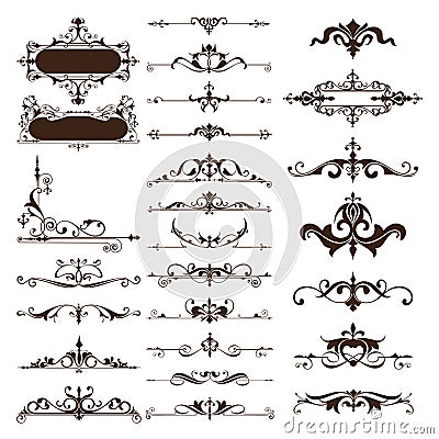 Vector vintage design elements set of ornaments Vector Illustration