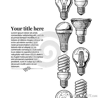 Template with different light bulb Vector Illustration