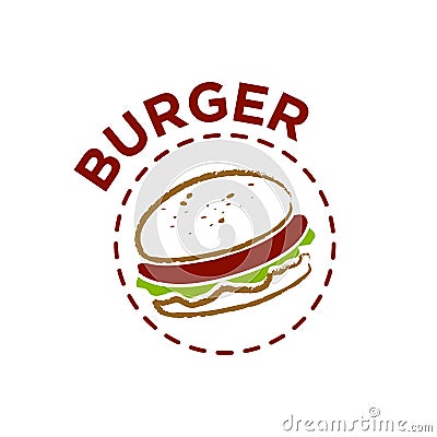 Retro hand drawn burger logotype Vector Illustration