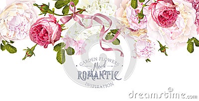 Romantic garden border Vector Illustration