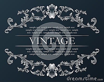 Vector vintage frame. Royal retro ornament decor black Vector Illustration