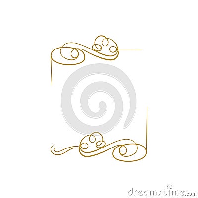 Vector Vintage Golden Frame Template, Blank Border, Calligraphic Swirls. Vector Illustration