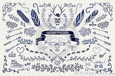 Vector Vintage Hand Drawn Doodle Design Elements Vector Illustration