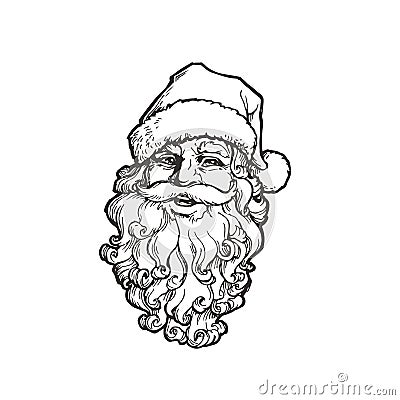 Vector vintage illustration of Santa Claus. Christmas character isolated on white in engraving style. Happy New Year sketch Vector Illustration