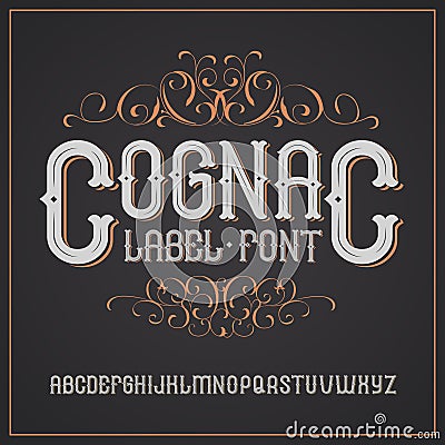 Vector vintage label font. Cognac style. Vector Illustration