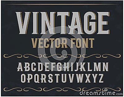 Vector vintage label font. Retro font. Vector Illustration
